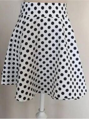 Alya Black & White Polka Dot Circle Skirt